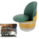 Whiskey & Wine Barrel Lounge Chair — Hidden Storage, Memory Foam, Green Upholstery