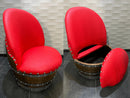 Whiskey & Wine Barrel Lounge Chair — Hidden Storage, Memory Foam, Red Upholstery (Limited)