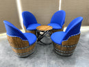 Whiskey & Wine Barrel Lounge Chair — Hidden Storage, Memory Foam, Sea Blue Upholstery (Limited)