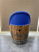 Whiskey & Wine Barrel Lounge Chair — Hidden Storage, Memory Foam, Sea Blue Upholstery (Limited)