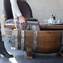 Whiskey & Wine Barrel Coffee Table — Glass Top, Hidden Storage