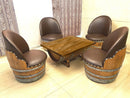 Whiskey & Wine Barrel Coffee Table — Glass Top, Hidden Storage