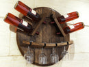 Whiskey & Wine Barrel Head Display — Bottle & Glass Holder, Wall Mount