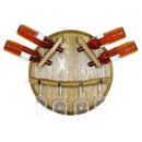 Whiskey & Wine Barrel Head Display — Bottle & Glass Holder, Wall Mount