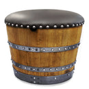 Whiskey & Wine Barrel Ottoman — Hidden Storage, Reclaimed Oak