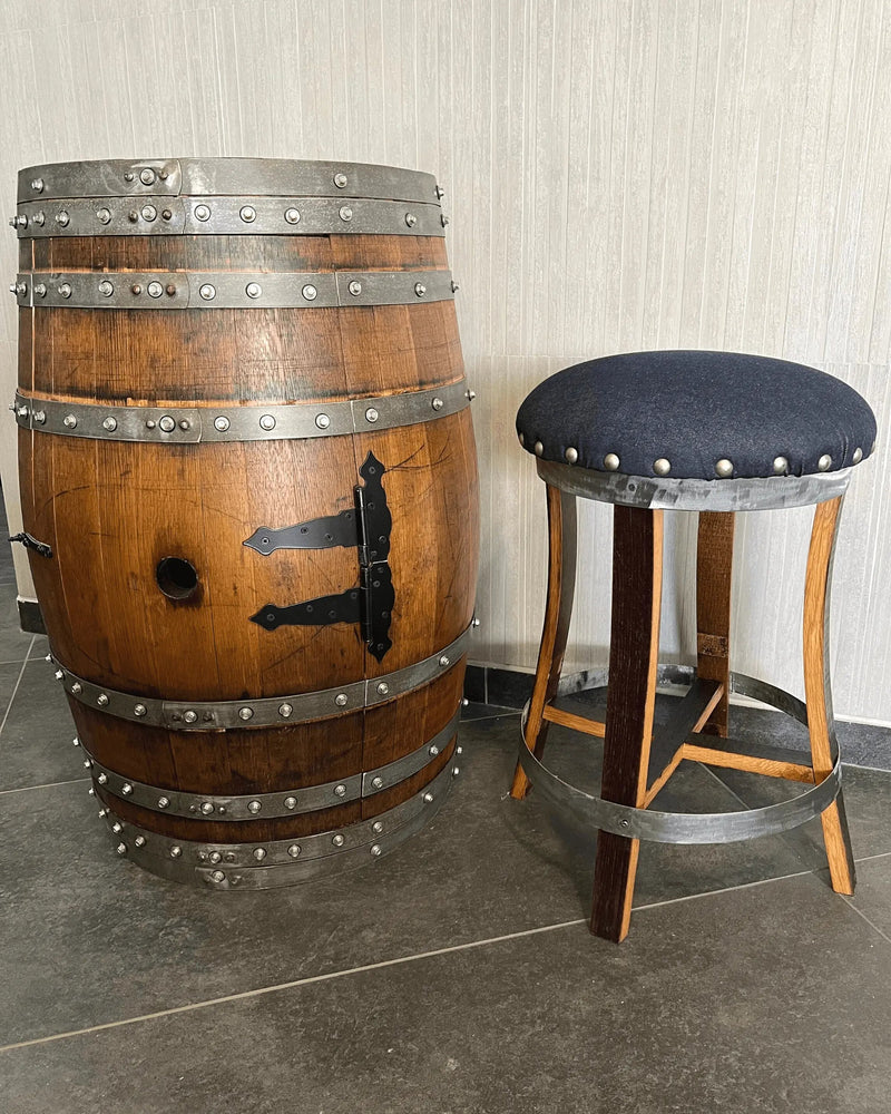 Wine Barrel Stave Bar Stool - Blue Denim (Limited Colorway)