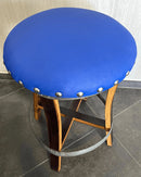 Whiskey & Wine Barrel Stool — Memory Foam, Sea Blue Upholstery (Limited)