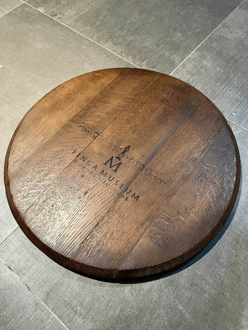 Wine Barrel Top - Finished Barrel Oak Head With Backing Installed