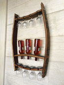 Whiskey & Wine Barrel Stave Trio Rack — Bottle Display, Wall Mount