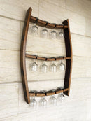 Whiskey & Wine Barrel Stave Trio Rack — Glass Display, Wall Mount