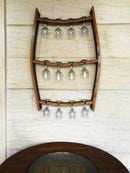 Whiskey & Wine Barrel Stave Trio Rack — Glass Display, Wall Mount