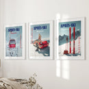 Girly Après Ski Set of 3 Posters. Chic Ski Resort Wall Decor by Wall Art Set