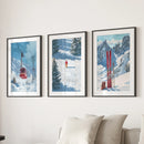 Snowy Mountain Wall Art Set: Skier, Red Skis, Snowy Trees by Wall Art Set