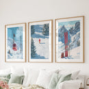 Snowy Mountain Wall Art Set: Skier, Red Skis, Snowy Trees by Wall Art Set