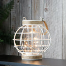 7.3" H Metal Cage LED Lantern Battery Powered Lamp(White)