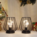7''Tall  Set of 2 Metal Battery Operated Lamp  (Black)