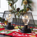 7''Tall  Set of 2 Metal Battery Operated Lamp  (Black)