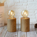 Set of 2 8.5" Tall Wood Grain Table Lamps by JHY DESIGN