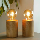 Set of 2 8.5" Tall Wood Grain Table Lamps by JHY DESIGN