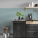 Sage Glossy Chevron Ceramic Tiles 2x6