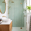 Sage Glossy Chevron Ceramic Tiles 2x6