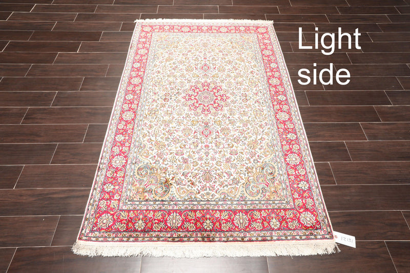 4'3"x6'3"Persian Oriental Area Rug Hand Knotted 100% Silk Traditional 400 KPSI