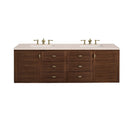 James Martin Amberly 72" Dual Mount Double Bathroom Vanity, Mid-Century Walnut