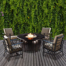 Aluminum 44-in Round Antique Copper Fire Table Set with Rocking Chairs