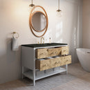 James Martin Olena 48" Single Bathroom Vanity, Polished White and Light Mappa Burl