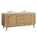 James Martin Laurent 72" Dual Mount Double Bathroom Vanity, Light Natural Oak
