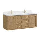 James Martin Laurent 60" Dual Mount Double Bathroom Vanity, Light Natural Oak