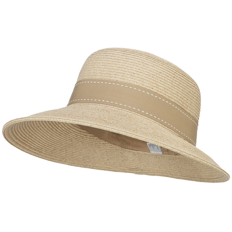 Women's Paper Braid 3.5 Inch Brim Ribbon Hat