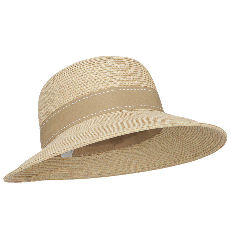 Women's Paper Braid 3.5 Inch Brim Ribbon Hat