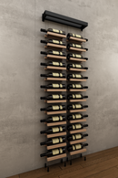 24 bottles double column one bottle deep wall mounted BUOYANT® cable wine rack (matte black hardware)