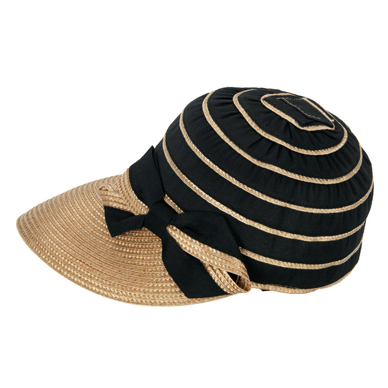 Women's Ribbon Bow Accented Polyester Braid Large Brim Sun Hat