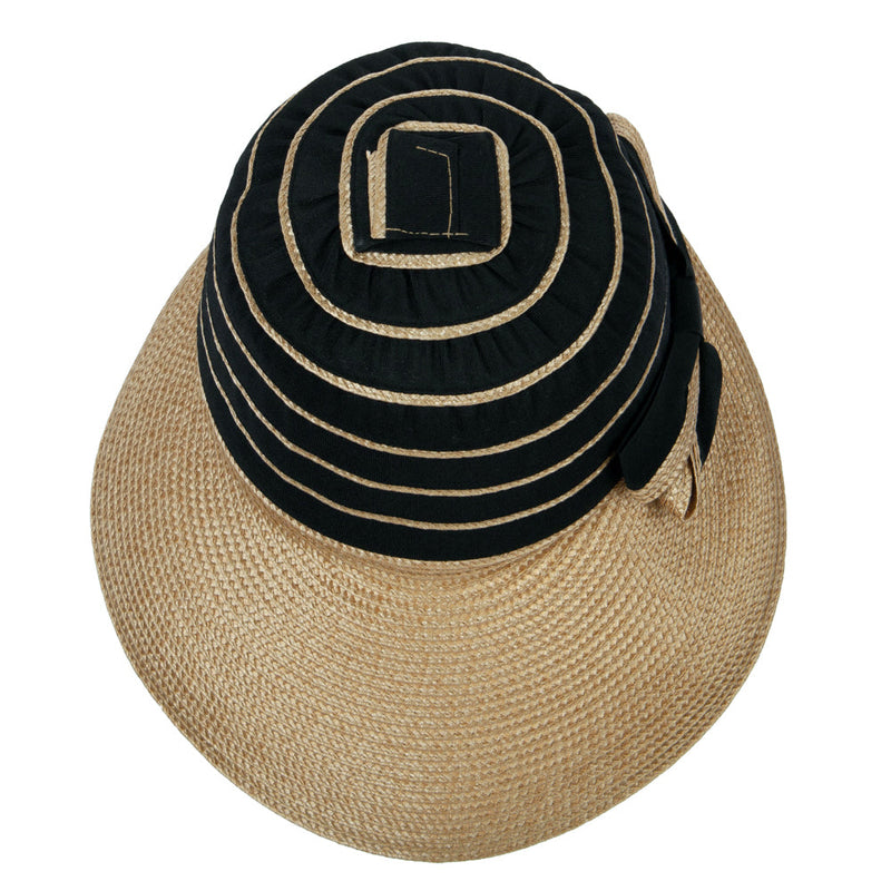 Women's Ribbon Bow Accented Polyester Braid Large Brim Sun Hat