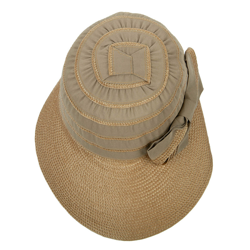 Women's Ribbon Bow Accented Polyester Braid Large Brim Sun Hat