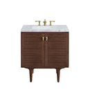James Martin Amberly 30" Dual Mount Single Bathroom Vanity, Mid-Century Walnut