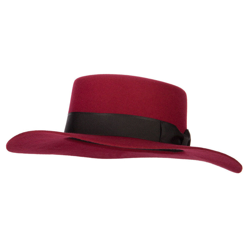 Women's Wool Felt Wide Satin Ribbon Trim Bolero Fedora Hat