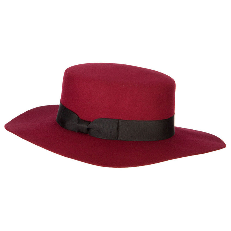 Women's Wool Felt Wide Satin Ribbon Trim Bolero Fedora Hat