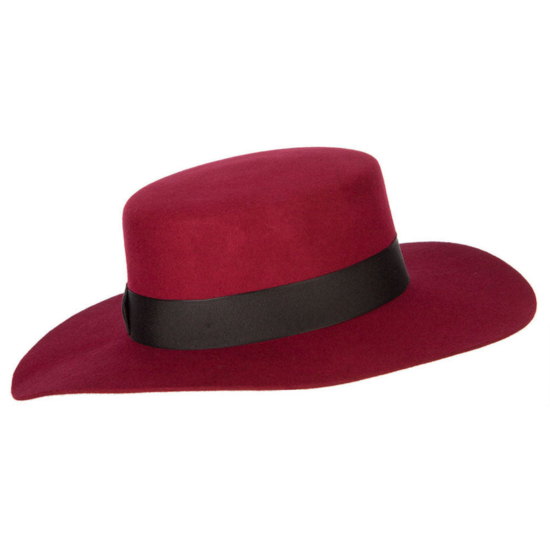 Women's Wool Felt Wide Satin Ribbon Trim Bolero Fedora Hat
