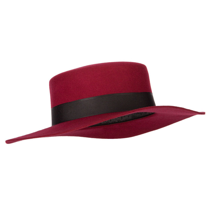 Women's Wool Felt Wide Satin Ribbon Trim Bolero Fedora Hat