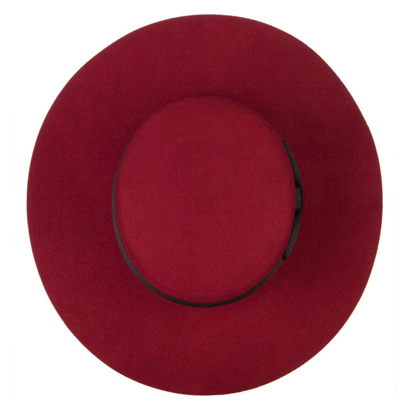 Women's Wool Felt Wide Satin Ribbon Trim Bolero Fedora Hat