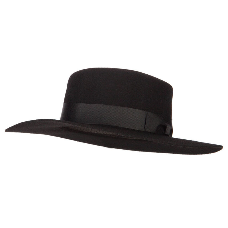 Women's Wool Felt Wide Satin Ribbon Trim Bolero Fedora Hat