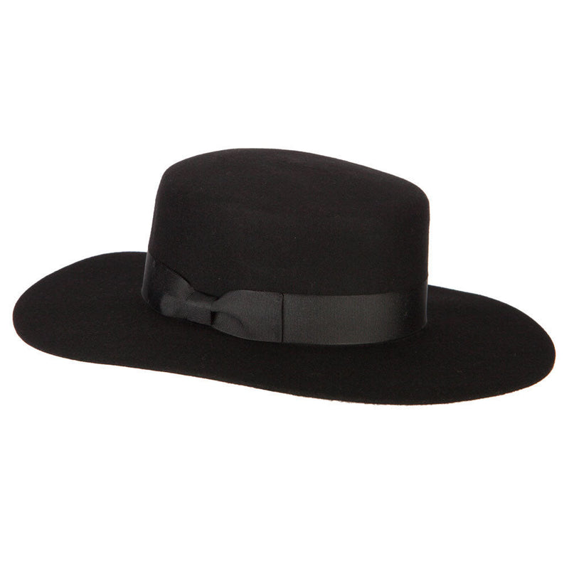 Women's Wool Felt Wide Satin Ribbon Trim Bolero Fedora Hat