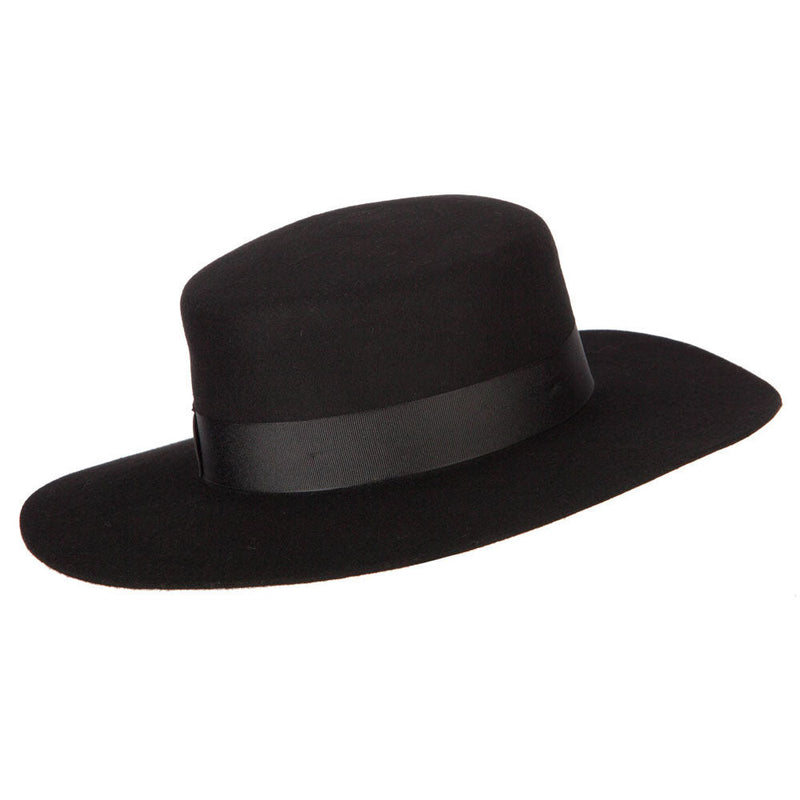 Women's Wool Felt Wide Satin Ribbon Trim Bolero Fedora Hat