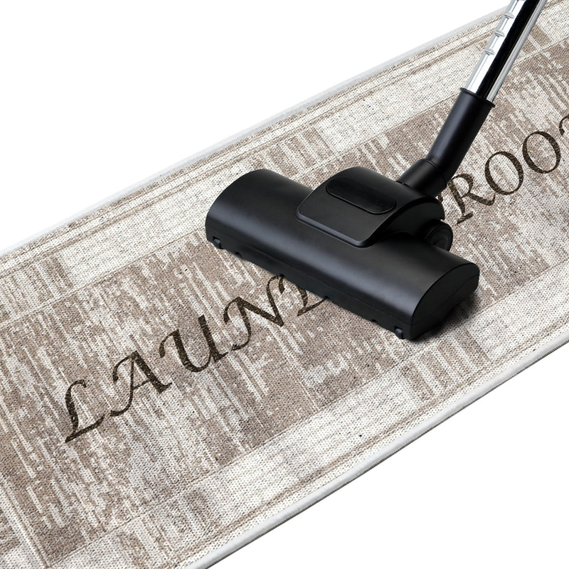 Non Skid Washable Laundry Room Rug Runner - 20" x 59" | Brown&Cream