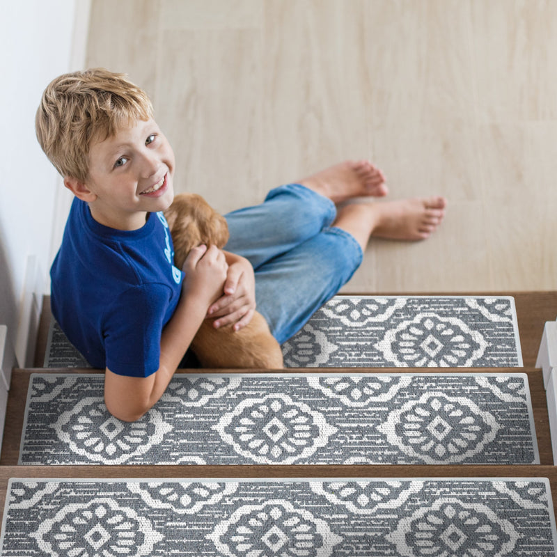 New Age Flower Design 9" X 28" Stair Treads