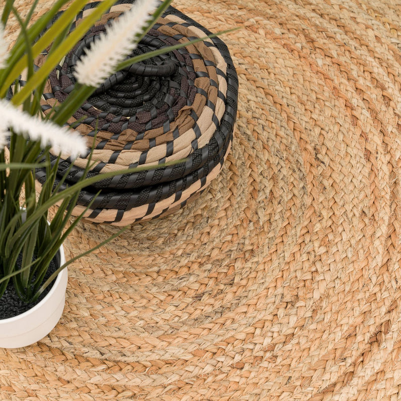 Boho Rug Kaia Hand-Made with Jute Fibers & Nature Colors