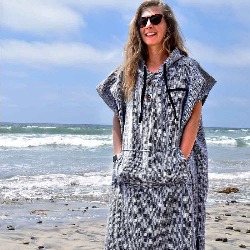 Surf Poncho Changing Robe - Lightweight Turkish Towel, photo 4 of 7